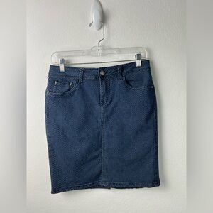 Earl Jean Blue White Polka Dots Mini Denim Jean Skirt Western Fall